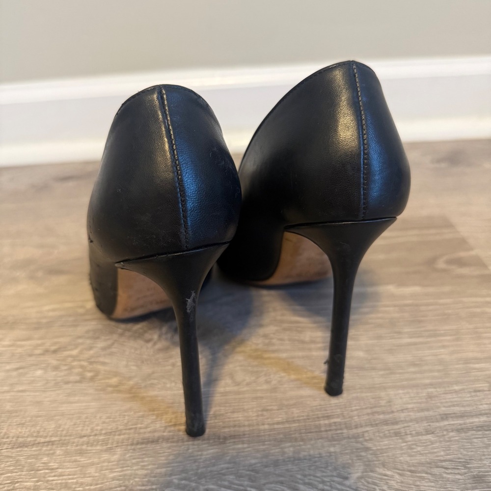 Jimmy Choo Black Leather Pointed Toe Stiletto Pumps Heels IT 38 US 8 - Picture 7 of 16